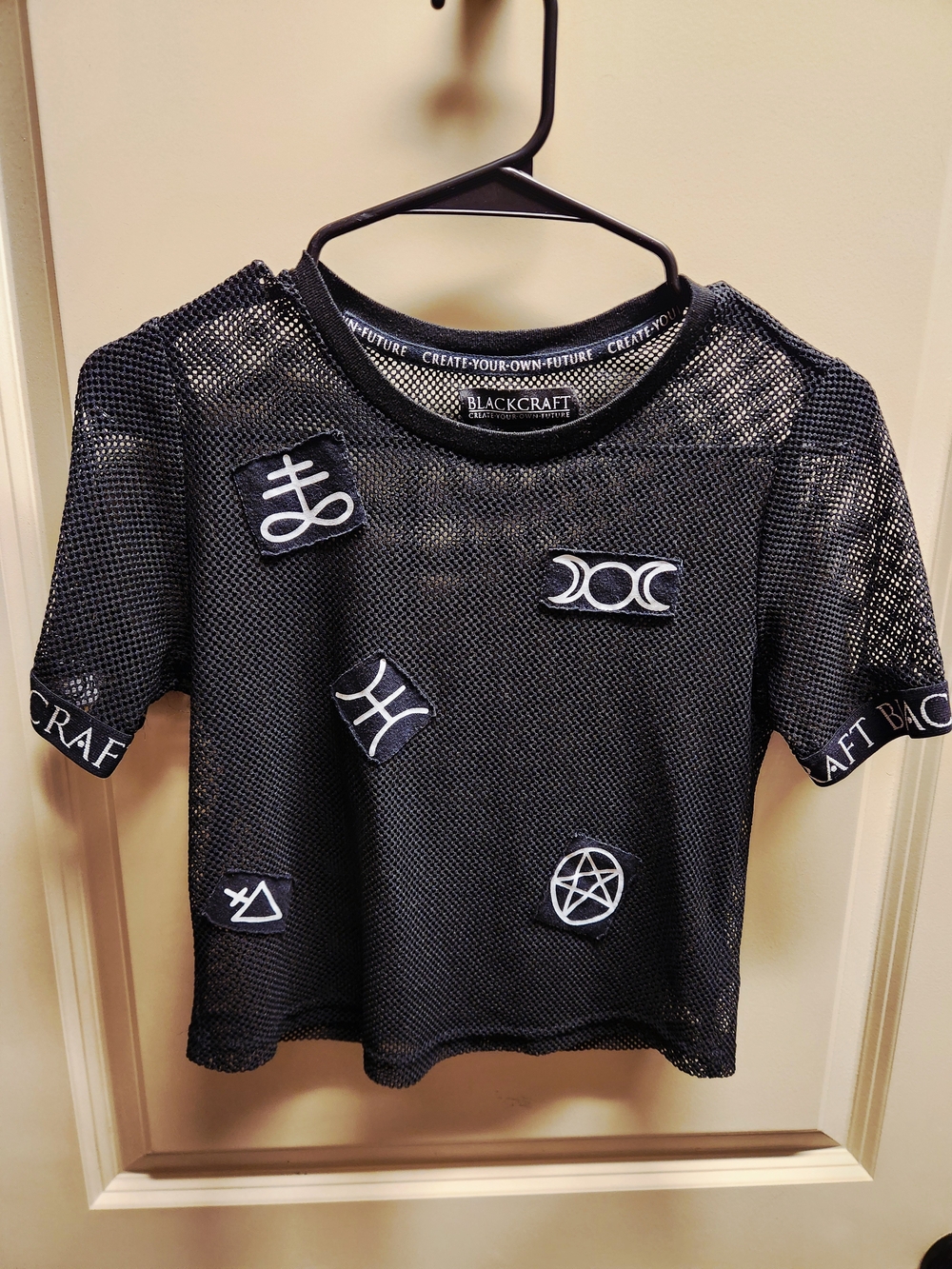Blackcraft Black Mesh Patch Crop Top - Black